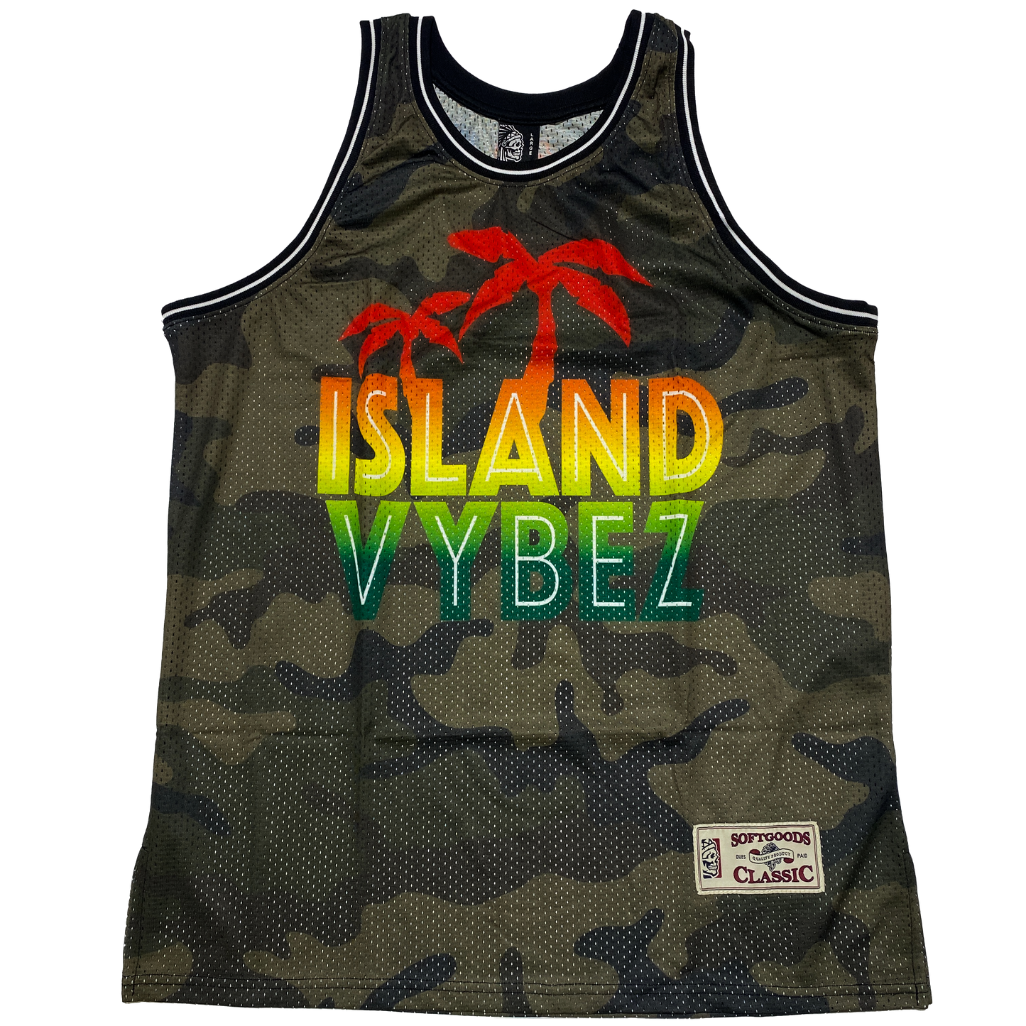 Island Vybez Jersey Tank Top - Camo Rasta