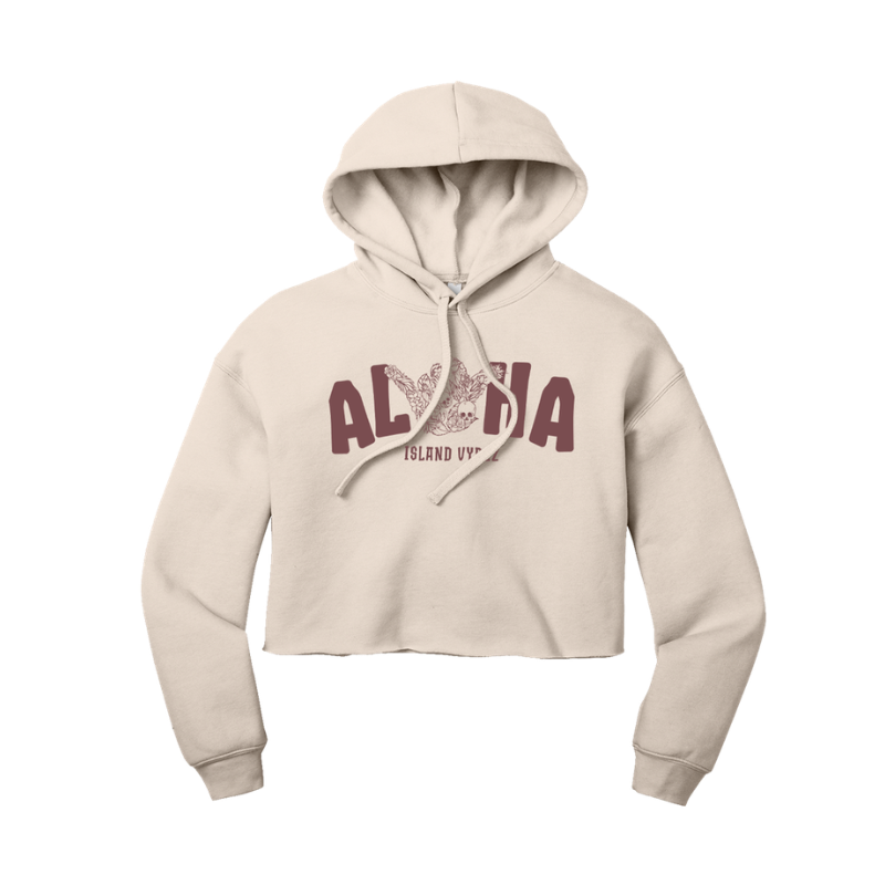 Aloha Shaka Crop Hoodie - Crm/Mauve