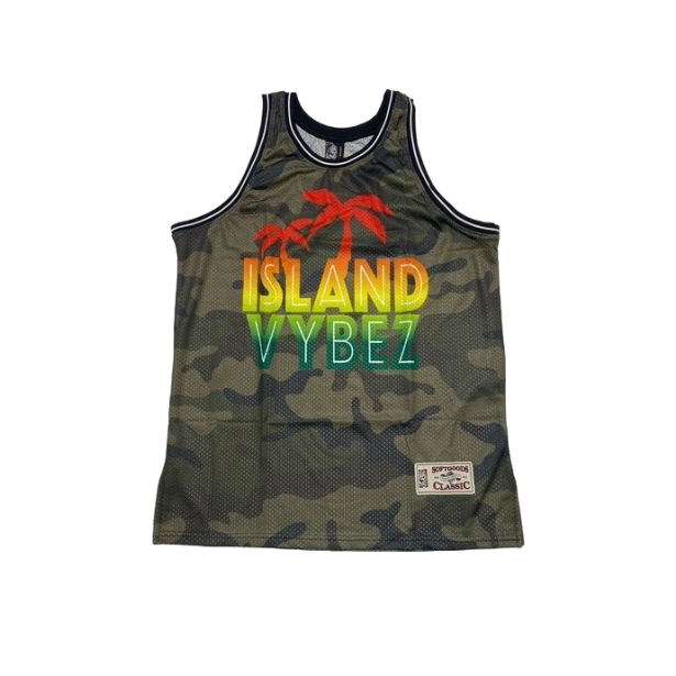 Island Vybez Jersey Tank Top - Camo Rasta