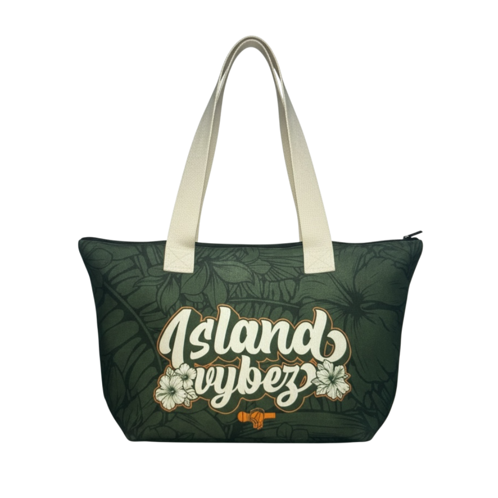 Island Vybez Tote - Green/Crm