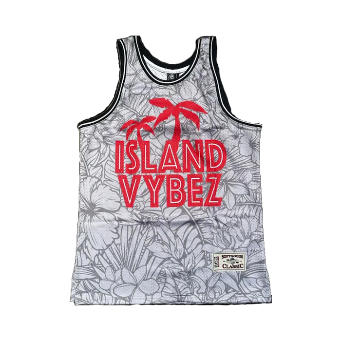 Island Vybez Jersey Tank Top - Grey/Red