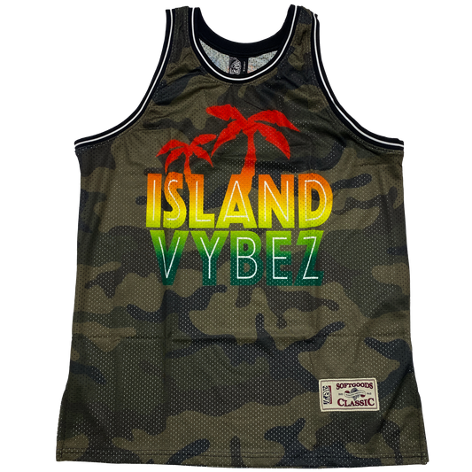 Island Vybez Jersey Tank Top - Camo Rasta