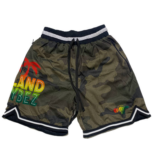 Island Vybez Shorts - Camo Rasta