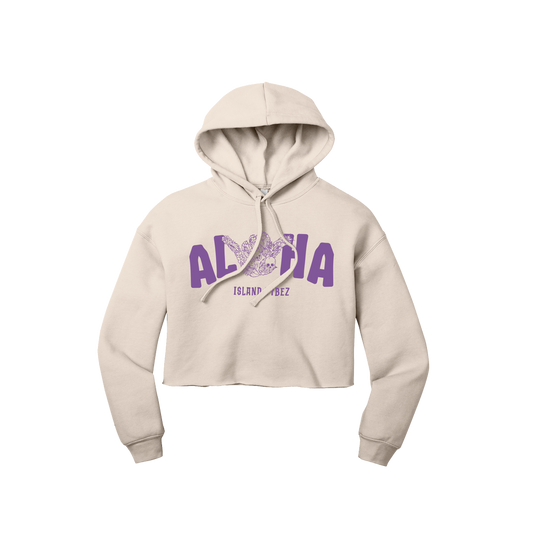 Aloha Shaka Crop Hoodie - Crm - SHIPS BEFORE 5/25