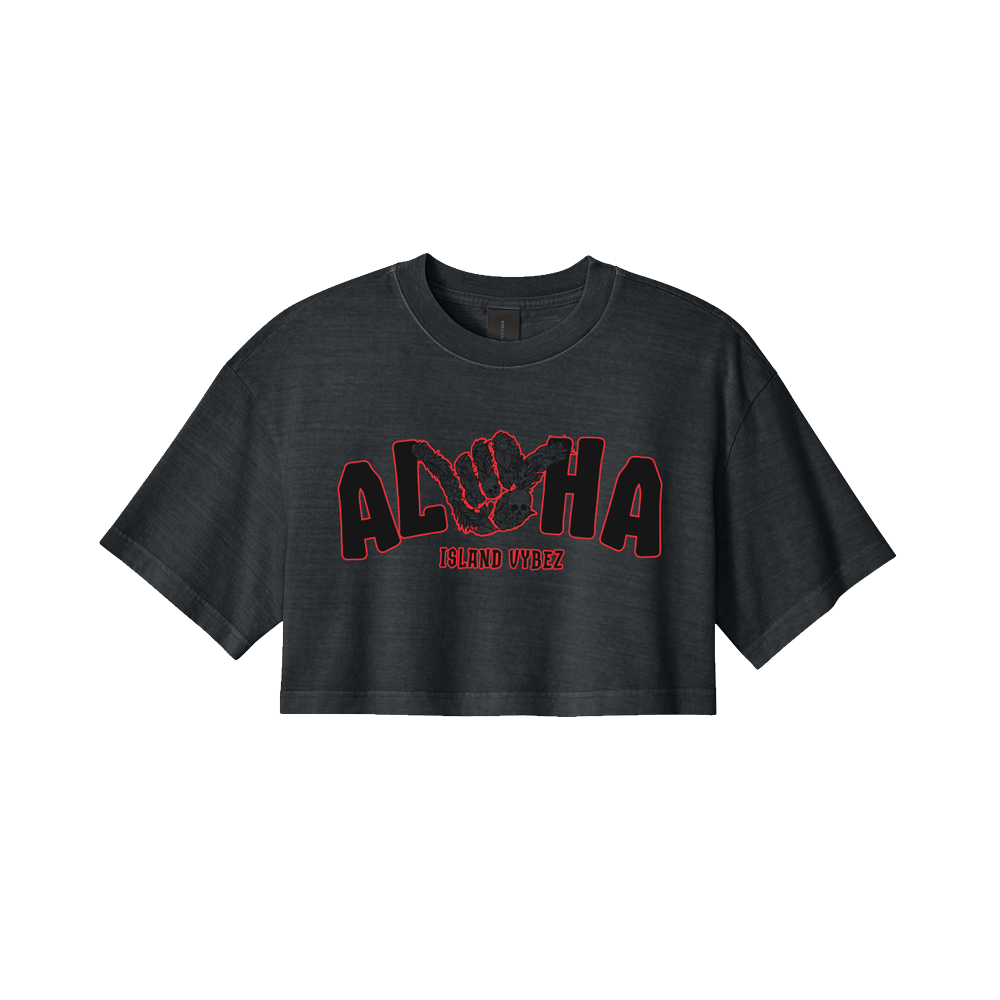 Aloha Shaka Crop Tee - Blk - SHIPS BEFORE 5/25