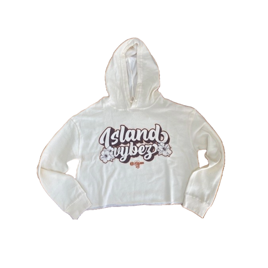 Island Vybez Cropped Hoodie - Cream/Brown