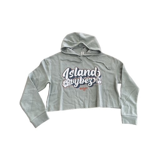 Island Vybez Cropped Hoodie - Sage