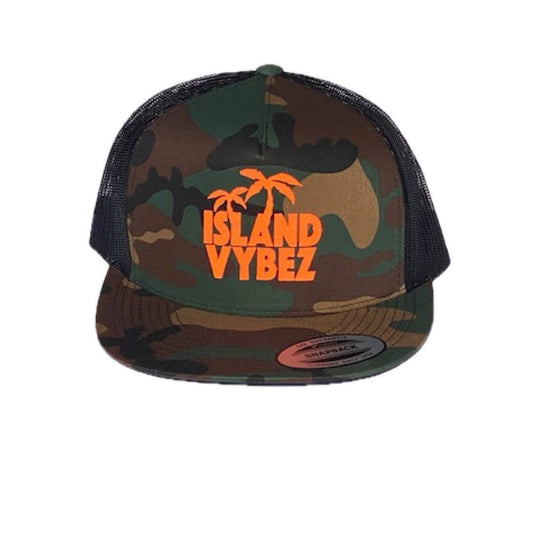 Island Vybez Trucker Hat - Camo/Orange