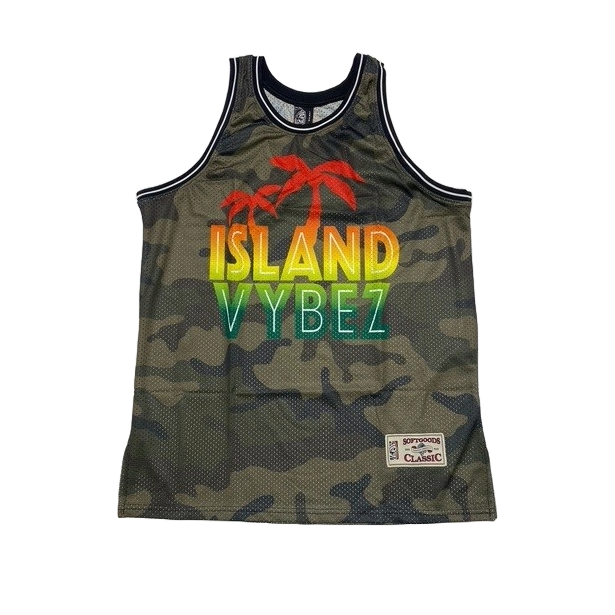 Island Vybez Jersey Tank Top - Camo Rasta