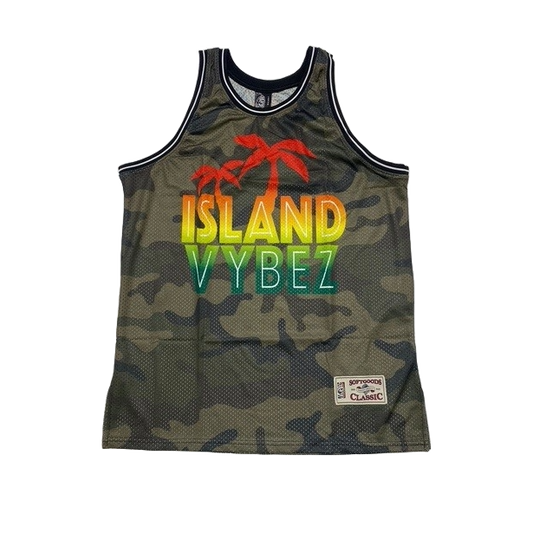 Island Vybez Jersey Tank Top - Camo Rasta
