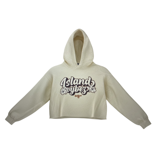 Island Vybez Cropped Hoodie - Cream/Brown
