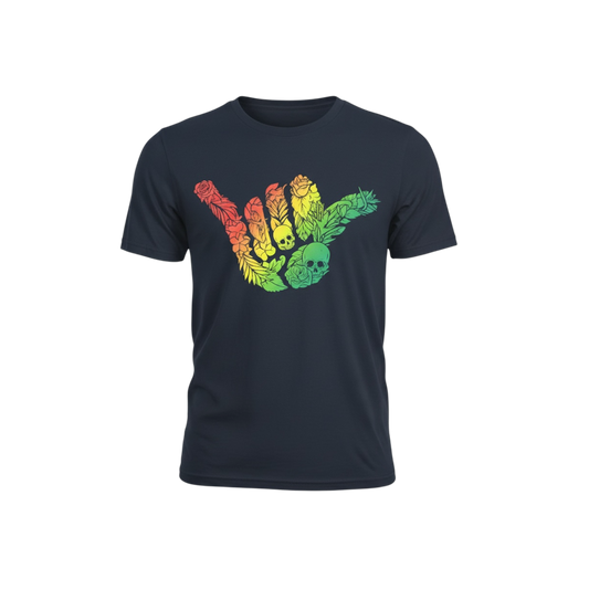Shaka Tee - Blk/Rasta